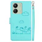 For Xiaomi Poco C65 4G Cute Cats RFID Leather Phone Case(Green) - 3