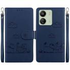 For Xiaomi Poco C65 4G Cute Cats RFID Leather Phone Case(Blue) - 1