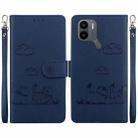 For Xiaomi Poco C50 Cute Cats RFID Leather Phone Case(Blue) - 1