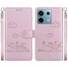 For Xiaomi Poco X6 5G Global Cute Cats RFID Leather Phone Case(Rose Gold) - 1
