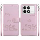 For Xiaomi Poco F6 Pro Cute Cats RFID Leather Phone Case(Rose Gold) - 1