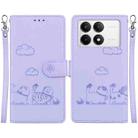 For Xiaomi Poco F6 Pro Cute Cats RFID Leather Phone Case(Purple) - 1