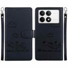 For Xiaomi Poco F6 Pro Cute Cats RFID Leather Phone Case(Black) - 1