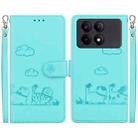 For Xiaomi Poco X6 Pro Cute Cats RFID Leather Phone Case(Green) - 1