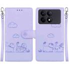 For Xiaomi Poco X6 Pro Cute Cats RFID Leather Phone Case(Purple) - 1