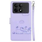 For Xiaomi Poco X6 Pro Cute Cats RFID Leather Phone Case(Purple) - 3