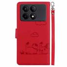 For Xiaomi Poco X6 Pro Cute Cats RFID Leather Phone Case(Red) - 3