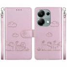 For Xiaomi Poco M6 Pro 4G Cute Cats RFID Leather Phone Case(Rose Gold) - 1