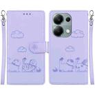 For Xiaomi Poco M6 Pro 4G Cute Cats RFID Leather Phone Case(Purple) - 1