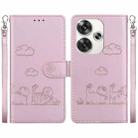 For Xiaomi Poco F6 Cute Cats RFID Leather Phone Case(Rose Gold) - 1