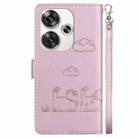 For Xiaomi Poco F6 Cute Cats RFID Leather Phone Case(Rose Gold) - 3