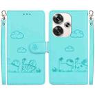 For Xiaomi Poco F6 Cute Cats RFID Leather Phone Case(Green) - 1