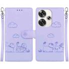 For Xiaomi Poco F6 Cute Cats RFID Leather Phone Case(Purple) - 1