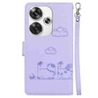 For Xiaomi Poco F6 Cute Cats RFID Leather Phone Case(Purple) - 3