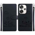 For Xiaomi Poco F6 Cute Cats RFID Leather Phone Case(Black) - 1