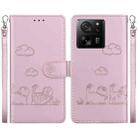 For Xiaomi 13T / 13T Pro Cute Cats RFID Leather Phone Case(Rose Gold) - 1