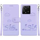 For Xiaomi 13T / 13T Pro Cute Cats RFID Leather Phone Case(Purple) - 1