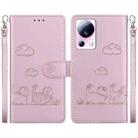 For Xiaomi 13 Lite / Civi 2 Cute Cats RFID Leather Phone Case(Rose Gold) - 1