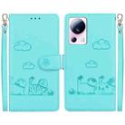 For Xiaomi 13 Lite / Civi 2 Cute Cats RFID Leather Phone Case(Green) - 1