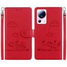 For Xiaomi 13 Lite / Civi 2 Cute Cats RFID Leather Phone Case(Red) - 1