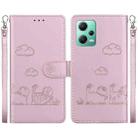 For Xiaomi Poco X5 Cute Cats RFID Leather Phone Case(Rose Gold) - 1