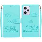 For Xiaomi Poco X5 Pro Cute Cats RFID Leather Phone Case(Green) - 1