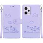 For Xiaomi Poco X5 Pro Cute Cats RFID Leather Phone Case(Purple) - 1