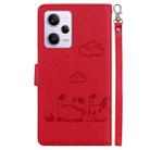 For Xiaomi Poco X5 Pro Cute Cats RFID Leather Phone Case(Red) - 3