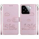 For Xiaomi 15 Cute Cats RFID Leather Phone Case(Rose Gold) - 1