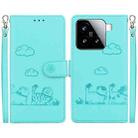For Xiaomi 15 Cute Cats RFID Leather Phone Case(Green) - 1