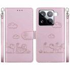 For Xiaomi 15 Pro Cute Cats RFID Leather Phone Case(Rose Gold) - 1