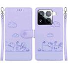 For Xiaomi 15 Pro Cute Cats RFID Leather Phone Case(Purple) - 1