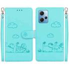 For Redmi Note 12 4G Global Cute Cats RFID Leather Phone Case(Green) - 1