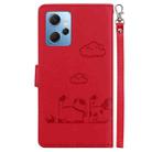 For Redmi Note 12 4G Global Cute Cats RFID Leather Phone Case(Red) - 3