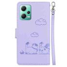 For Redmi Note 12 5G Global Cute Cats RFID Leather Phone Case(Purple) - 3