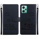 For Redmi Note 12 5G Global Cute Cats RFID Leather Phone Case(Black) - 1