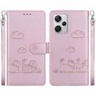 For Redmi Note 12 Pro+ Global Cute Cats RFID Leather Phone Case(Rose Gold) - 1