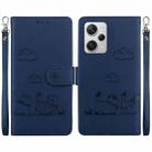 For Redmi Note 12 Pro+ Global Cute Cats RFID Leather Phone Case(Blue) - 1