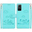 For Redmi Note 12S Cute Cats RFID Leather Phone Case(Green) - 1