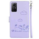 For Redmi Note 12S Cute Cats RFID Leather Phone Case(Purple) - 3