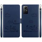 For Redmi Note 12S Cute Cats RFID Leather Phone Case(Blue) - 1