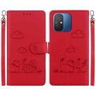 For Redmi 12C / 11A Cute Cats RFID Leather Phone Case(Red) - 1