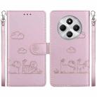 For Redmi 14C 4G Cute Cats RFID Leather Phone Case(Rose Gold) - 1