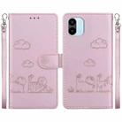 For Redmi A1 / A2 Cute Cats RFID Leather Phone Case(Rose Gold) - 1