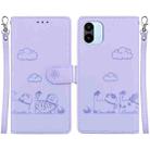 For Redmi A1 / A2 Cute Cats RFID Leather Phone Case(Purple) - 1