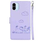 For Redmi A1 / A2 Cute Cats RFID Leather Phone Case(Purple) - 3