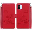 For Redmi A1 / A2 Cute Cats RFID Leather Phone Case(Red) - 1