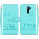 For Redmi 9 / 9 Prime Cute Cats RFID Leather Phone Case(Green) - 1