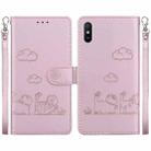 For Redmi 9A / 9i Sport Cute Cats RFID Leather Phone Case(Rose Gold) - 1