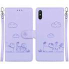 For Redmi 9A / 9i Sport Cute Cats RFID Leather Phone Case(Purple) - 1